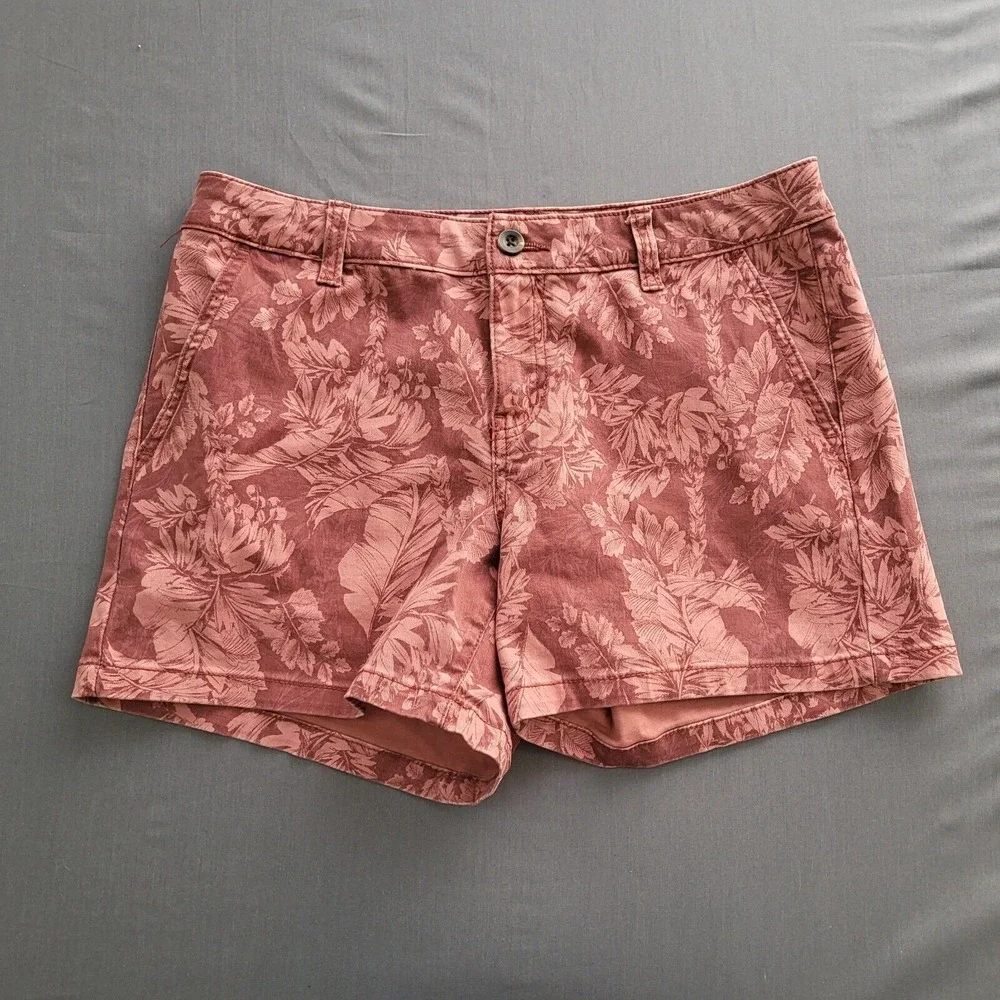 ana A New Approach Womens Mauve Floral Mid‎ Rise Twill Shorts Size 6 Boho Y2K